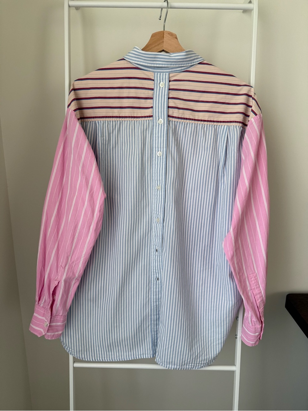 Essentiel Antwerp Striped Patchwork Button-Up Shirt size L - Picture 6 of 11